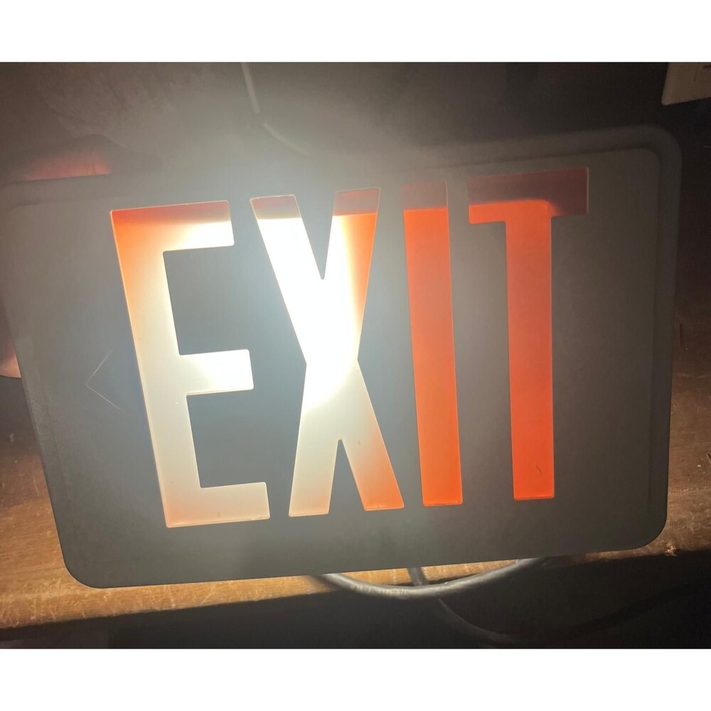 Strawsine Vintage EXIT Sign Light Metal Housing Corded Wall Mount Tested - Picture 9 of 10
